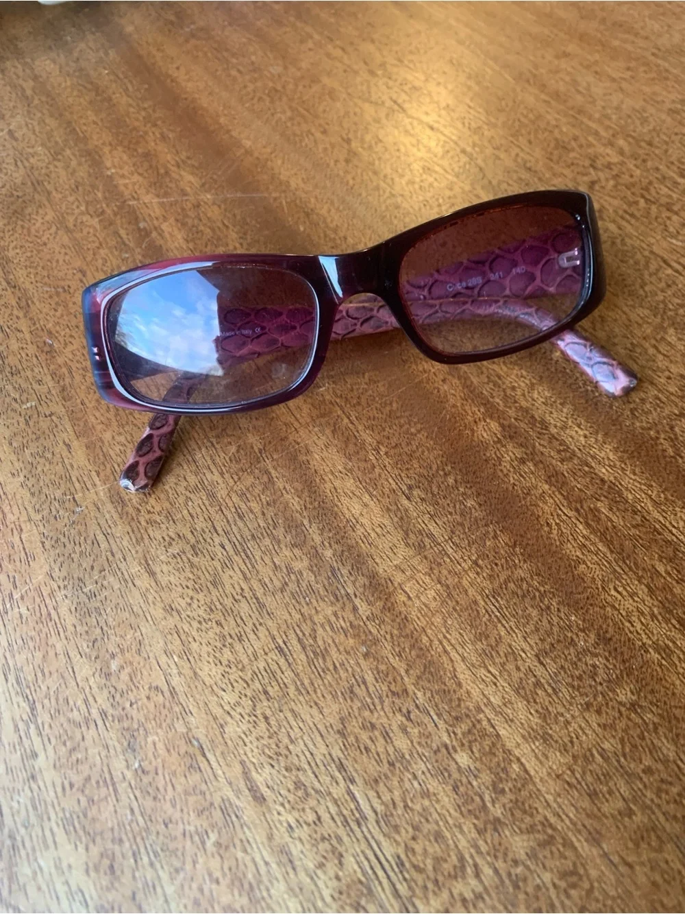 Roberto Cavalli Burgundy Frame with Pink Pattern Temples Glasses - Picture 4 of 5